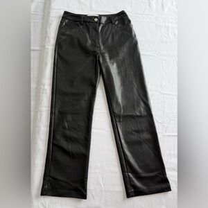 Six/Fifty Black Faux Leather Cropped Straight Pants Black Small